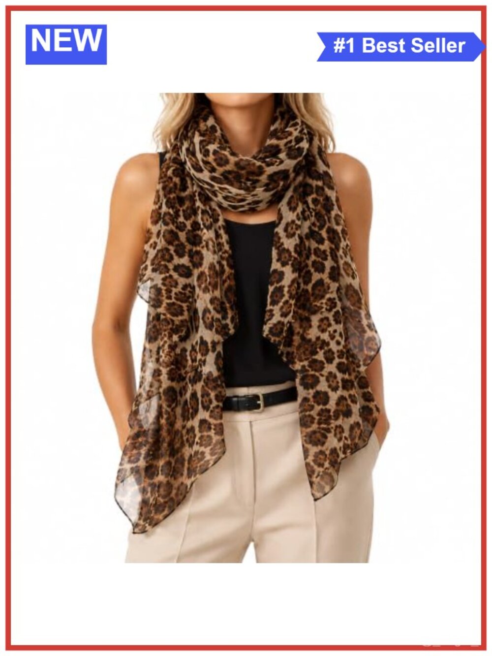Leopard Print Scarf Lightweight Chiffon Shawl Wrap for Women